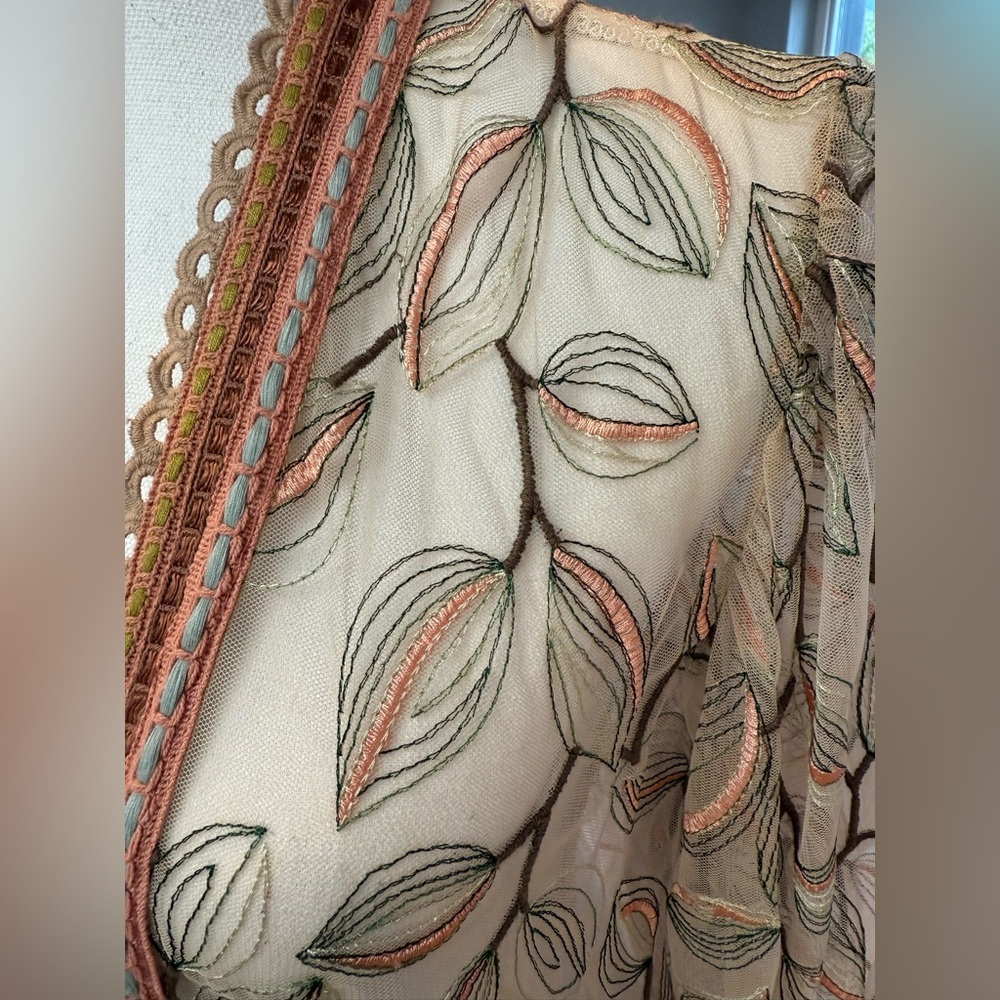 Bl-nk Tulle Duster Kimono Anthropologie One Size Floral Embroidered - Picture 6 of 11